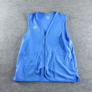 Walmart Vest Womens S Blue Mesh Full Zip Associate Uniform Workwear Logo Pockets